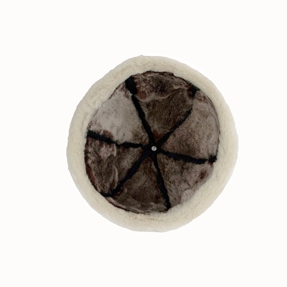 Winter Leather Hat Shearling Sheepskin Fur Beanie Hat Skull Hat